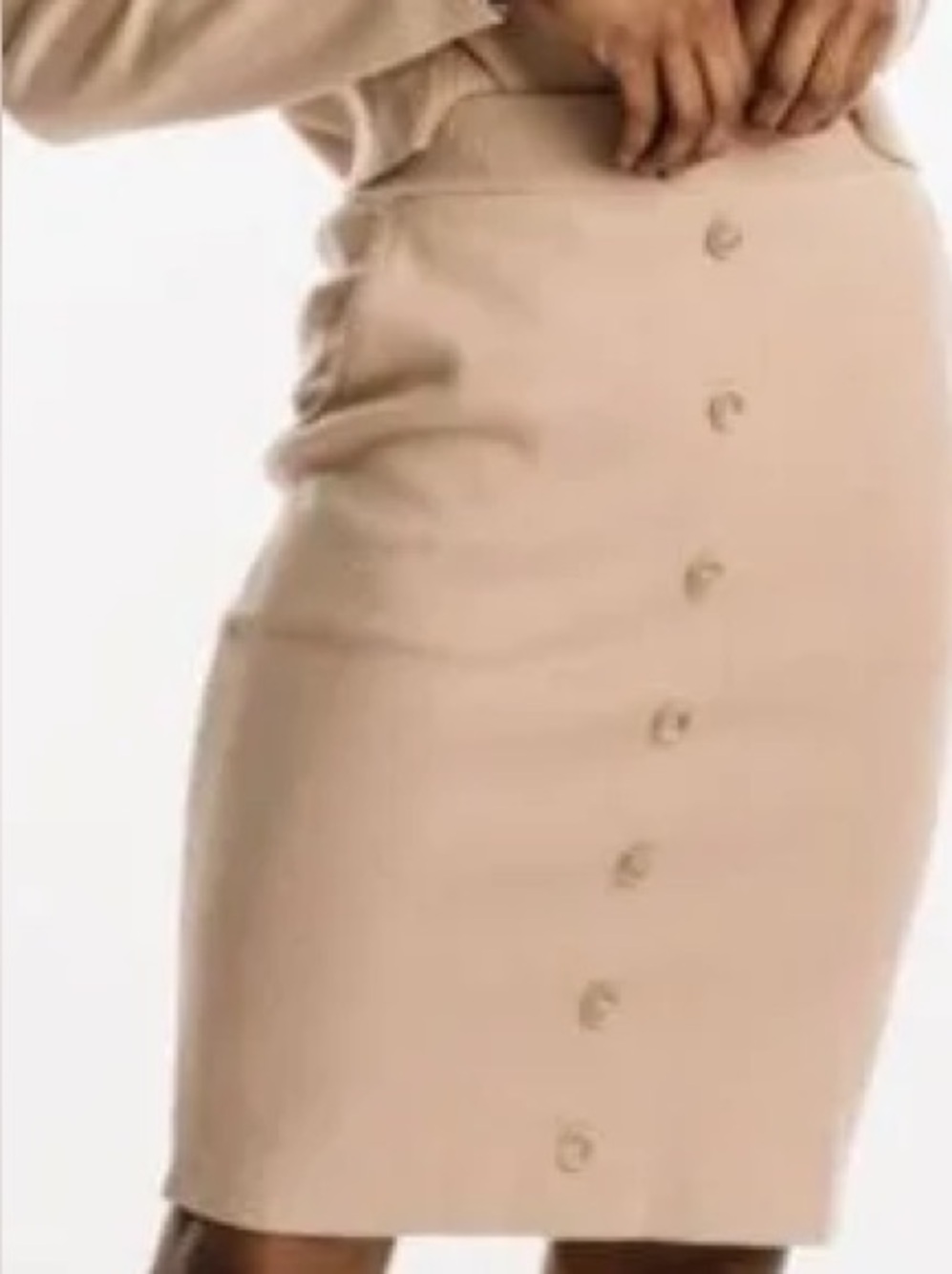 Zyia Bright Khaki Tribeca Skirt-  Button-Front Pencil Skirt